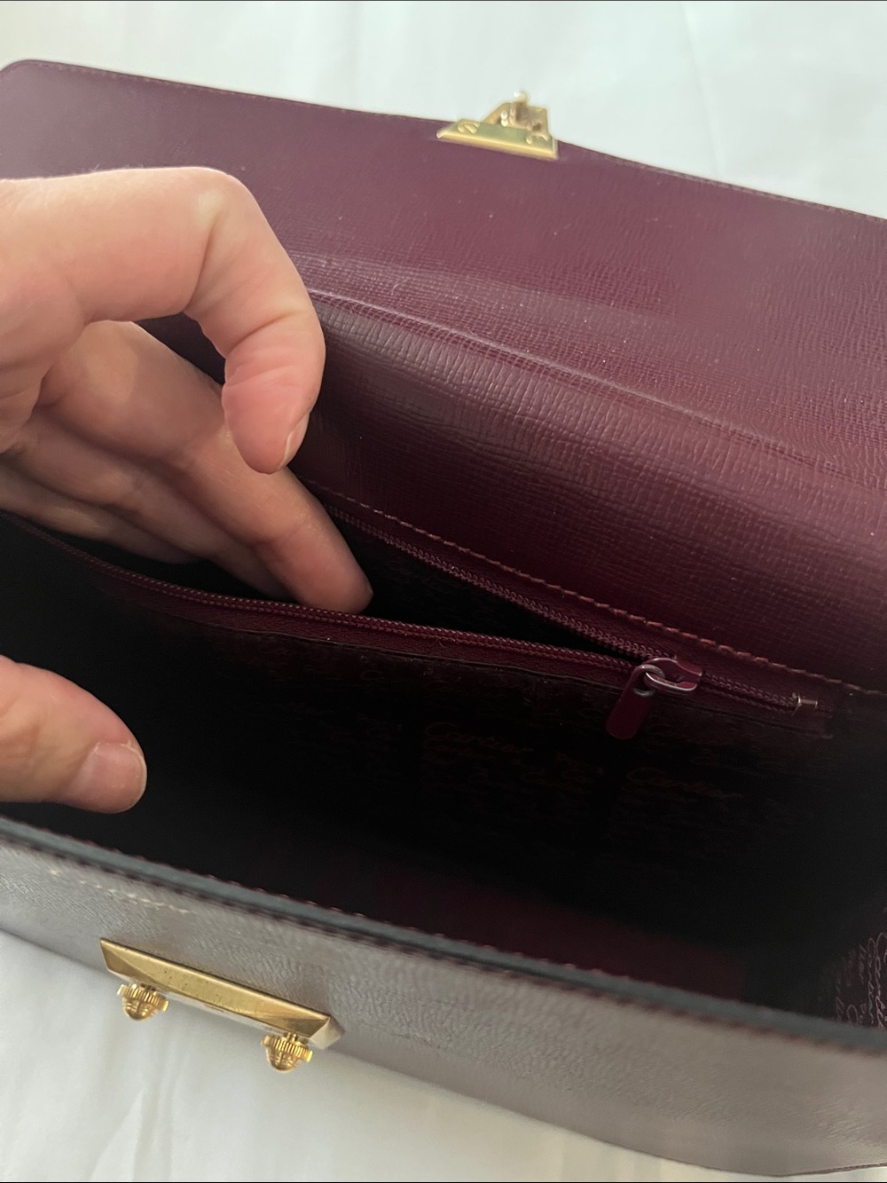 Womens Leather Envelope Bag in Burgundy with Gold Hardware - Picture 10 of 10